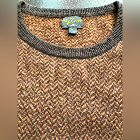 J. Crew Cashmere Herringbone Sweater, Brown/Rust, XXL, EUC - Picture 2 of 7